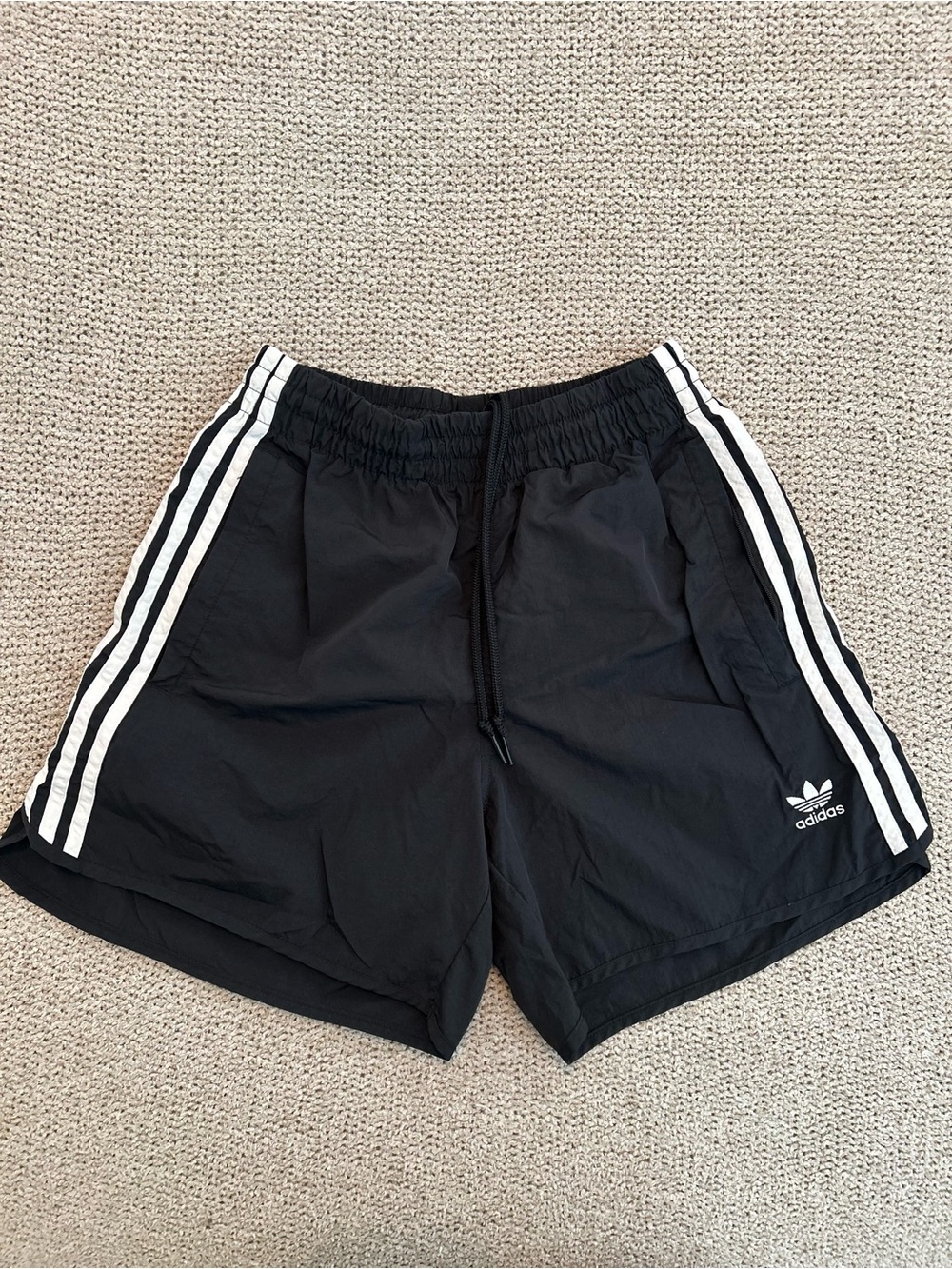 adidas Black Athletic Shorts with White 3-Stripes